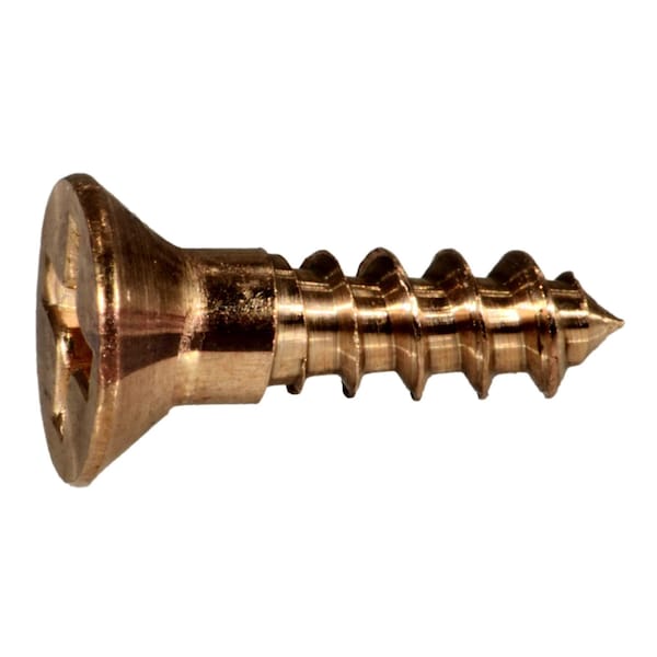 Midwest Fastener Wood Screw, #6, 1/2 in, Bronze Steel Flat Head Phillips Drive, 12 PK 931141 - main